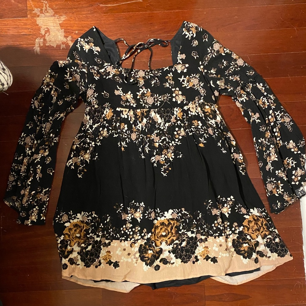 Free People Floral Dress with Bell Sleeves